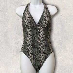 Catalina Snakeskin Halter One‎ Piece Swimsuit S